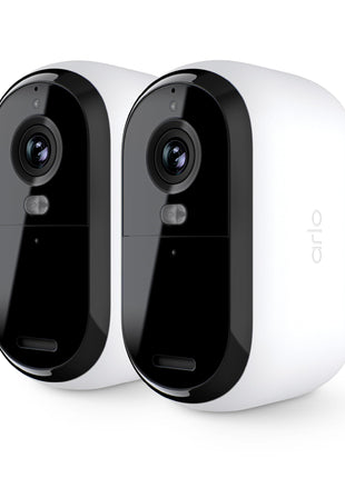 Arlo Essential Security Cameras Wireless Outdoor 2K (2nd Gen, 2023 Release) - Battery Power, Person Recognition, Package Detection, Animated Preview, 1-Month Trial of Secure Plan, 2 Cam, White