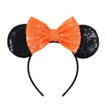 FANYITY Mouse Ears, Sequin Mouse Ears Headband for Girls Women Halloween Birthday Party (Orange Bow)