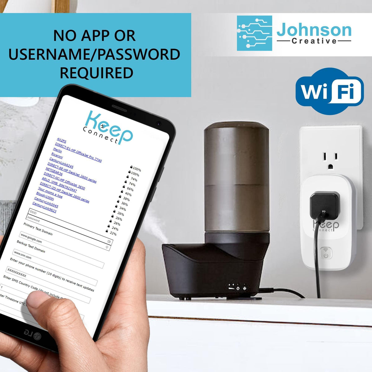 Keep Connect MAX Router Rebooter, Wi-Fi Reset Device, Monitors Connectivity and Resets When Required. No App Necessary. If You Enter a Phone Number it Will Send Texts Upon resets.