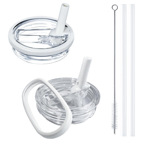 2 Pack Stanley Lid Replacement 40 oz, with Leak Proof and Flip Straw Lid, Stanley Cup Accessories, for Stanley Quencher H2.0 40 oz Tumbler (Only), BPA Free (Milk White)