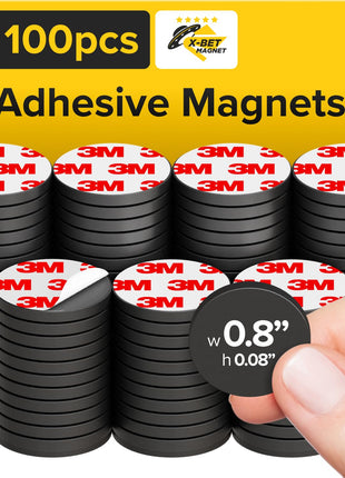 X-bet MAGNET Round Flexible Magnets with Adhesive Backing - (100pcs 0.8 inchx0.08 inch) Magnetic Dots for Whiteboard, Fridge - Stickers for Planning and Organization - Teacher Must Have - Teacher Supplies