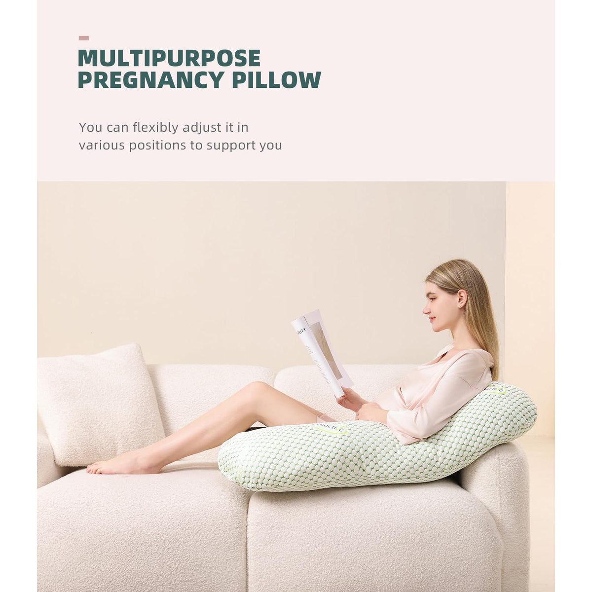 Oternal Pregnancy Pillow for Pregnant Women, Soft Pregnancy Body Pillow, Support for Back, Belly, HIPS, Legs, Maternity Pillow with Detachable and Adjustable Pillow Cover