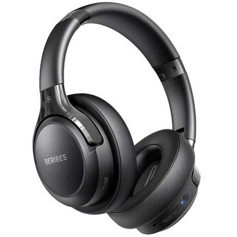 BERIBES Bluetooth Headphones Over Ear, 65H Playtime and 6 EQ Music Modes Wireless Headphones with Microphone, HiFi Stereo Foldable Lightweight Headsets, Deep Bass for Home Office Cellphone PC Ect.