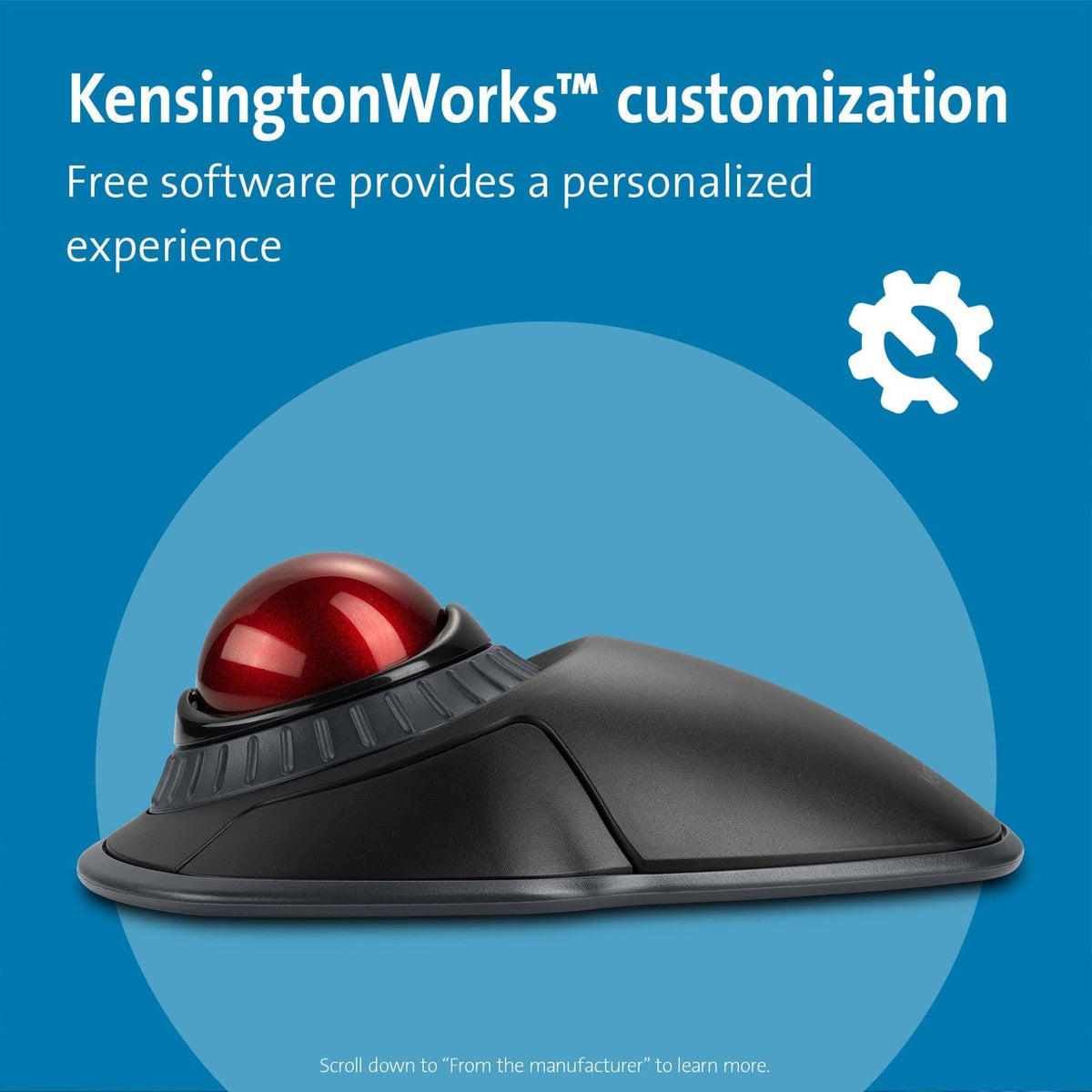 Kensington Orbit Wireless Trackball with Scroll Ring - Black-Red (K70990WW),