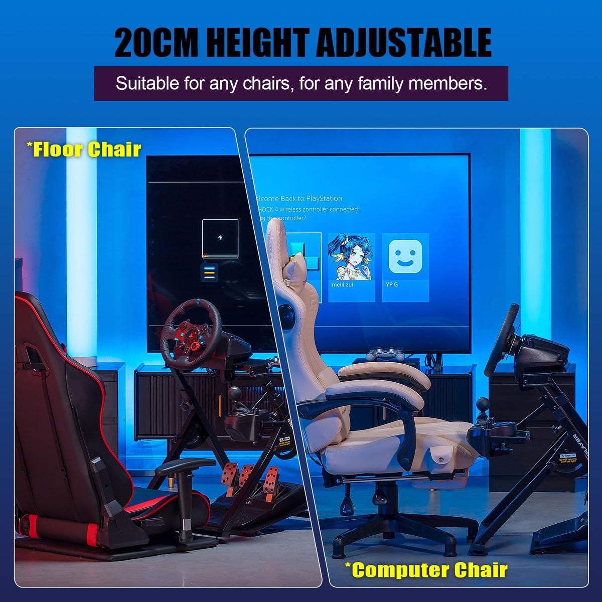 GTPLAYER Sim Racing Wheel Stand Simulator Cockpit Wheel Stand Racing Steering Shifter Mount fit for Logitech G25 G27 G29 G920 G923 Thrustmaster T330TS Gaming Stand Wheel Pedals NOT Included, Black