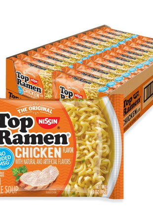Nissin Top Ramen Noodle Soup, Chicken, 3 Ounce (Pack of 24)