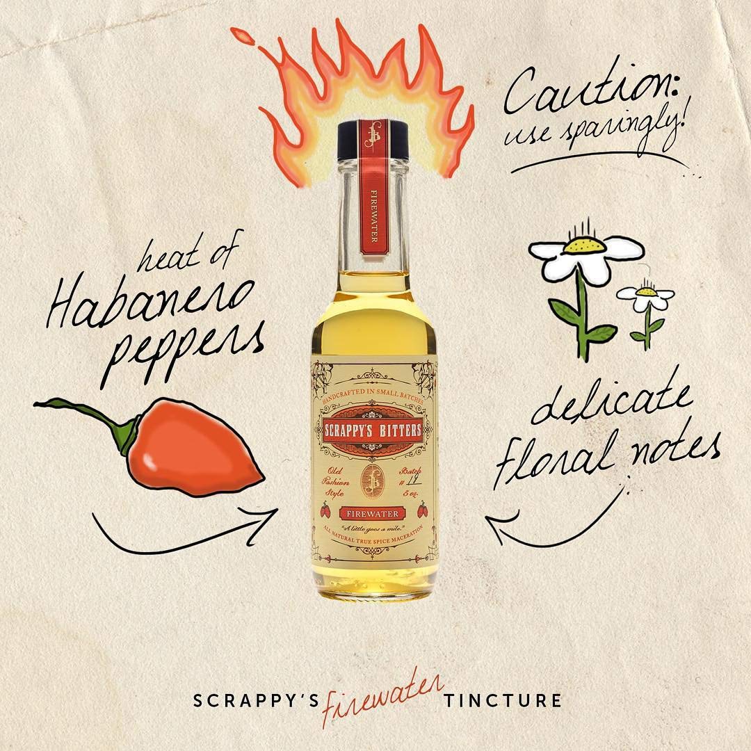 Scrappy's Bitters - Fire Tincture, 5 oz - Organic Ingredients, Finest Herbs & Zests, No Extracts, Artificial Flavors, Chemicals or Dyes. Made in the USA!