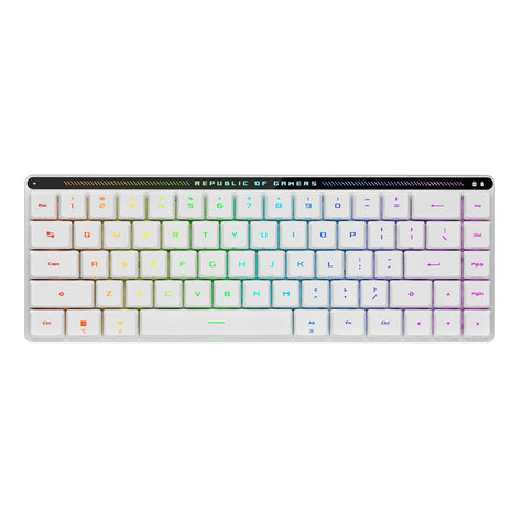 ASUS ROG Falchion RX Low Profile Wireless Gaming Keyboard 65% Compact TKL, Tri-Mode Connectivity, ROG RX Blue Optical Switches, RGB, Touch Panel, Keyboard Cover, PC/Mac Support - White