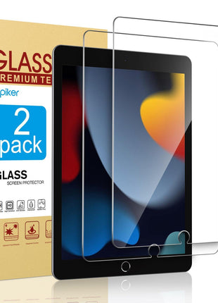 apiker 2 Pack Screen Protector for iPad 9th 8th 7th Generation 10.2 Inch, Tempered Glass Film for iPad 9 8 7 (2021/2020/2019), Case Friendly, Apple Pencil Compatible, High Response