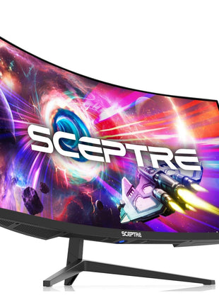 Sceptre 34-Inch Curved Ultrawide WQHD Monitor (3440 ? 1440), R1500, up to 180Hz/165Hz, DisplayPort x2, 99% sRGB, 1ms, Built-in Speakers, Machine Black, 2025 (C345B-QUT168)