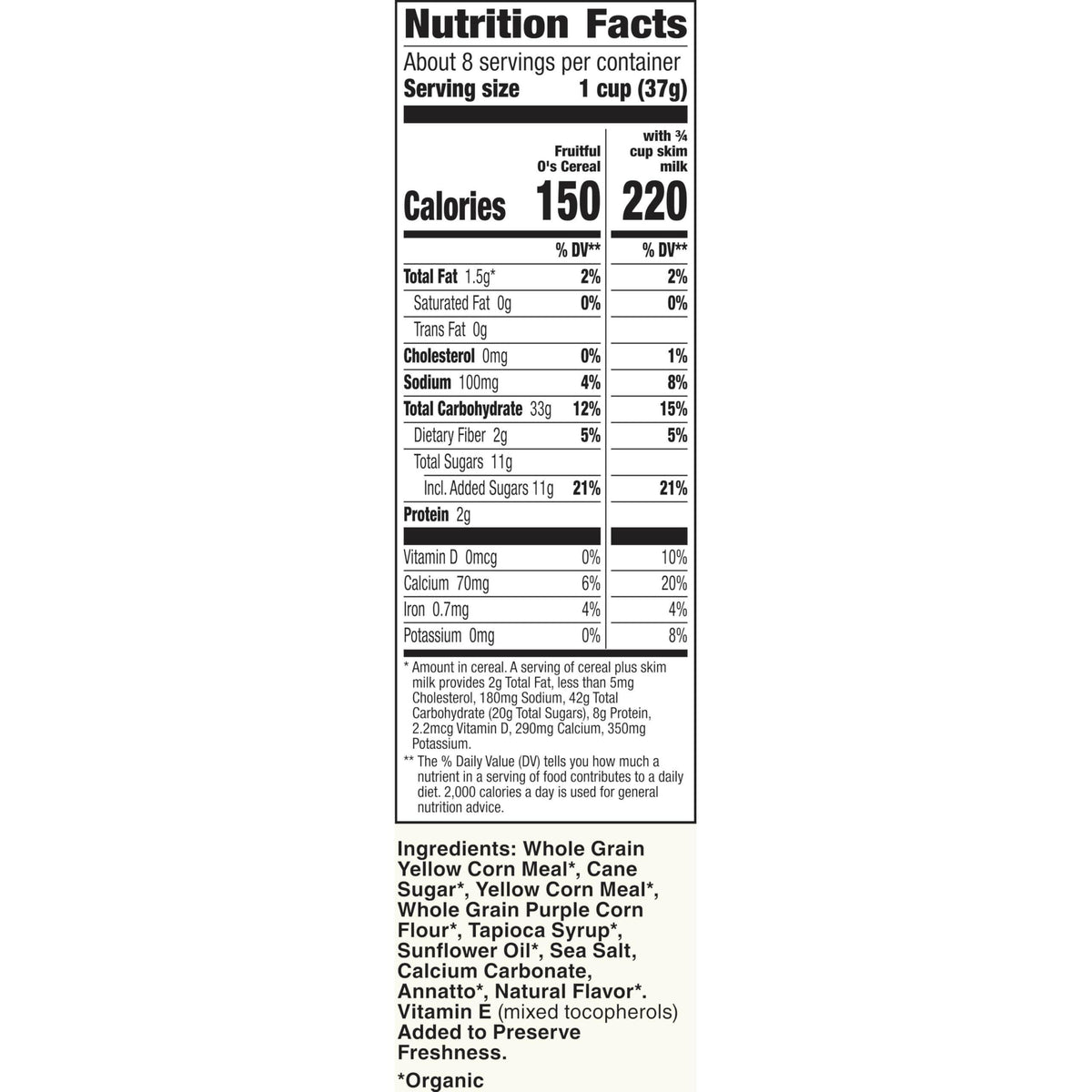 Cascadian Farm Organic Fruitful O's Breakfast Cereal, Gluten Free, Made With Whole Grain, 10.2 oz