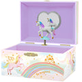 Giggle & Honey Musical Jewelry Box for Girls - Kids Jewelry Box, Unicorn Toys for Girls 4-6, Unicorn Gifts, 6 x 4.7 x 3.5 in
