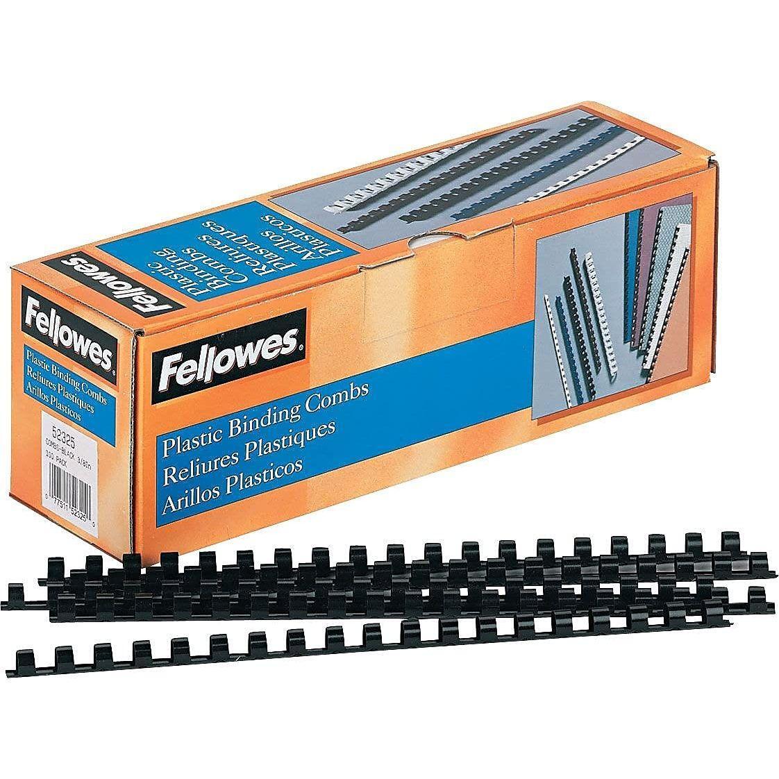 Fellowes Plastic Binding Comb 3/8" Black, 100Pack