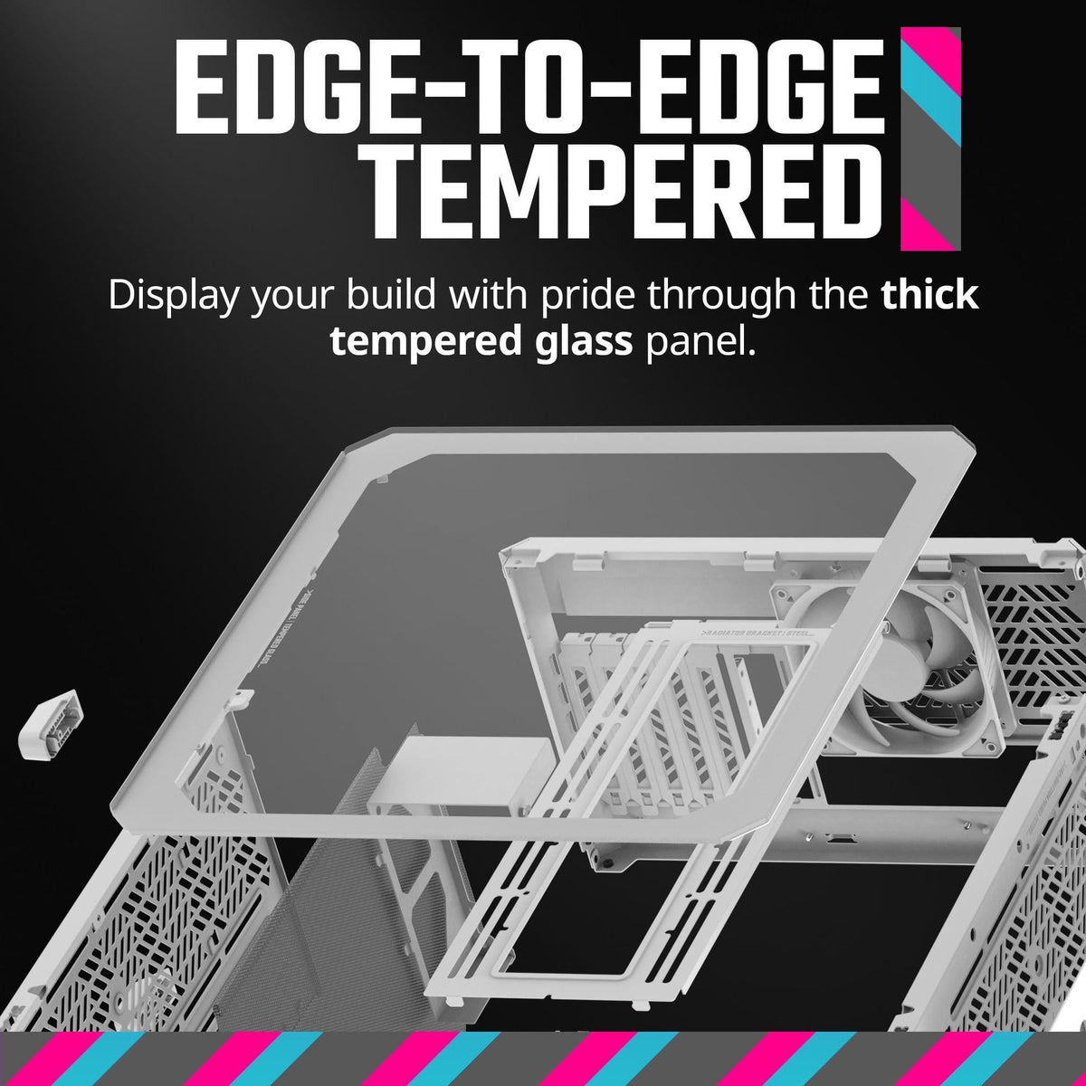 Cooler Master QUBE 500 Flatpack Macaron High Airflow Gaming ATX PC Mid-Tower, Customizable, Tempered Glass, Vertical GPU Mount, 365mm GPU Clearances, USB-C, Carrying Handle, Gem Mini
