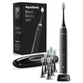 Aquasonic Black Series Ultra Whitening Toothbrush – ADA Accepted Electric Toothbrush- 8 Brush Heads & Travel Case – 40,000 VPM Electric Motor & Wireless Charging - 4 Modes w Smart Timer