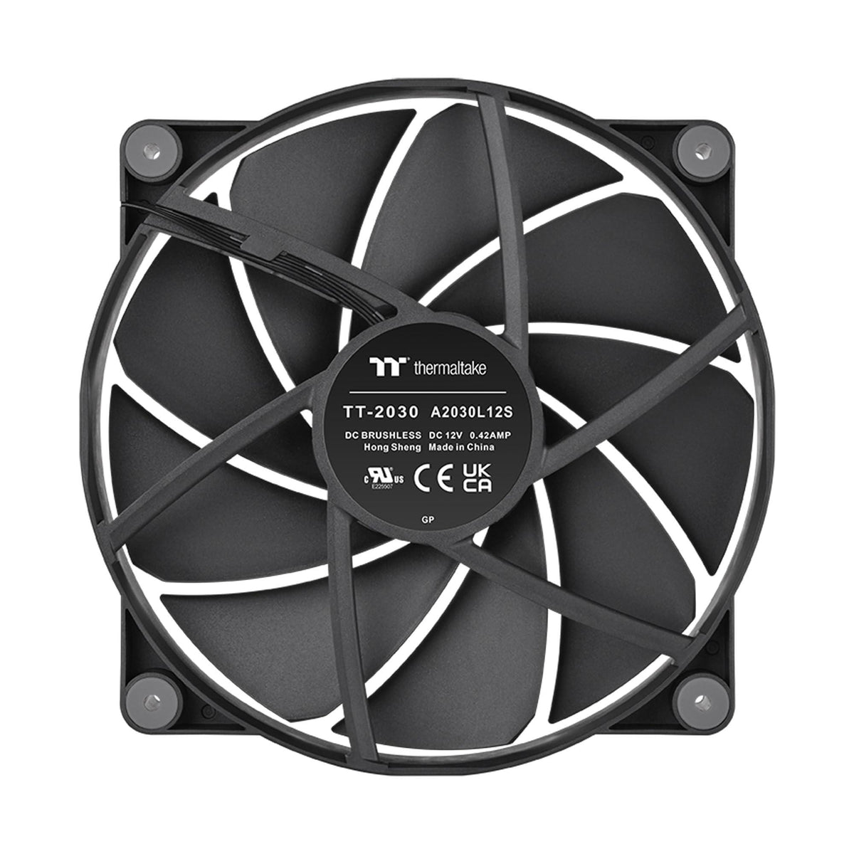 Thermaltake CT200 PWM Fan Single Pack, PWM Controlled 500~900 RPM, Airflow 131.6 CFM, Hydraulic Bearing, Case Fan, 200mm x 200mm x 30mm, Black, CL-F177-PL20BL-A