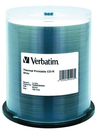 Verbatim CD-R 700MB 52X White Thermal Printable Recordable Media Disc - 100pk Spindle
