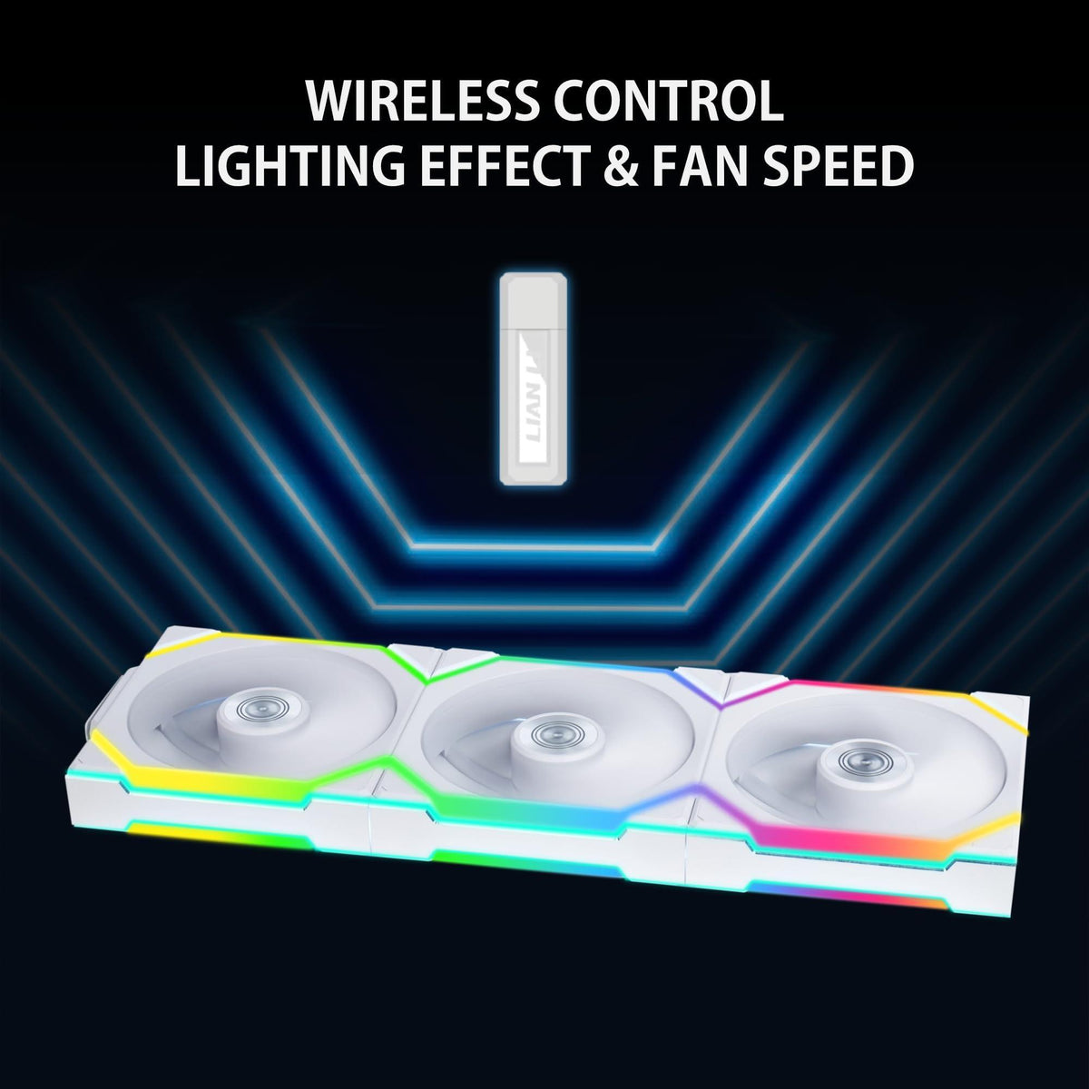 Lian Li UNI Fan SL Wireless (Reverse Blade) 120mm ARGB Fan - Triple Pack - 2.4 GHz Wireless Signal for RGB & Fan Control - Daisy-Chain Design - Controller Included and Required - White (12RSL1W3W)