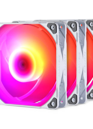 Phanteks M25-140 D-RGB Fan, High-Airflow Radiator Performance, PWM Control up to 1800RPM, ARGB/DRGB Lighting, Daisy-Chain Cable, White, 3 Pack