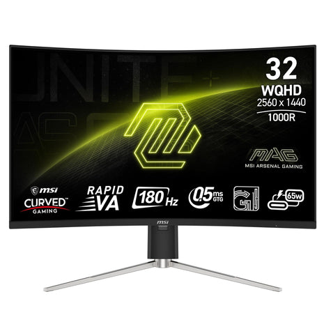 msi MAG 325CQRF QD E2 31.5-inch 2560 x 1440 (QHD) Computer Monitor, 180Hz, Adaptive-Sync, HDMI, DP Port, VESA Mountable, Tilt, Speaker, 0.5ms, Black