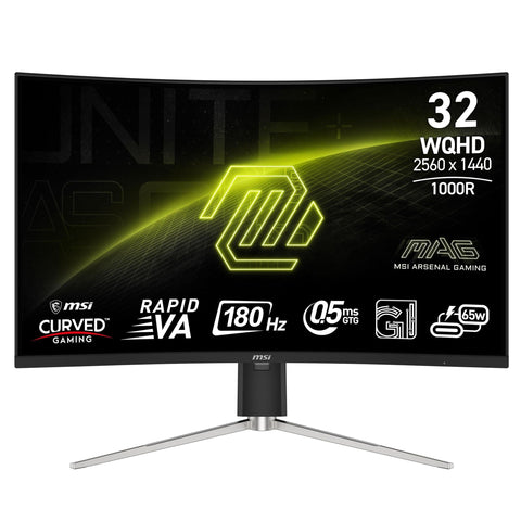MSI MAG 325CQRF QD E2 31.5-inch 2560 x 1440 (QHD) Computer Monitor, 180Hz, Adaptive-Synch, HDMI, DP Port, VESA Mountable, Tilt, Speaker, 0.5ms, Black