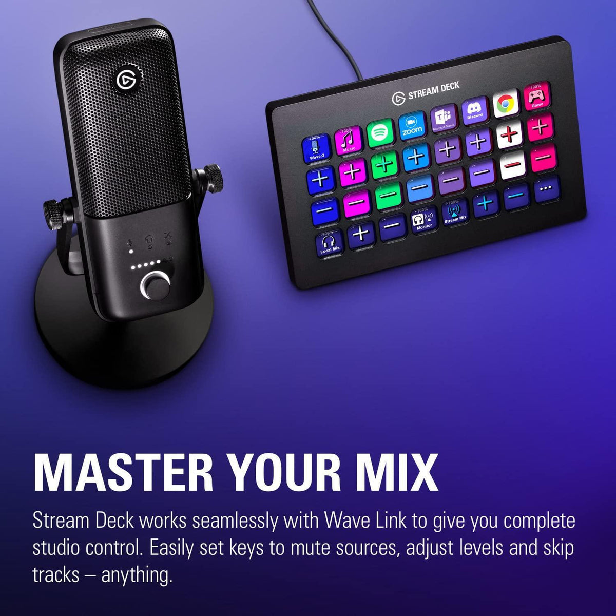 Elgato Wave:3 - Premium Studio Quality USB Condenser Microphone for Streaming, Podcast, Gaming and Home Office, Free Mixer Software, Sound Effect Plugins, Anti-Distortion, Plug ’n Play, for Mac, PC