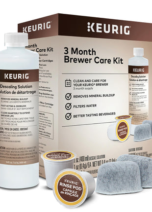 Keurig 3-Month Brewer Maintenance Kit Includes Descaling Solution, Water Filter Cartridges & Rinse Pods, Compatible Classic/1.0 & 2.0 K-Cup Coffee Makers, 7 Count