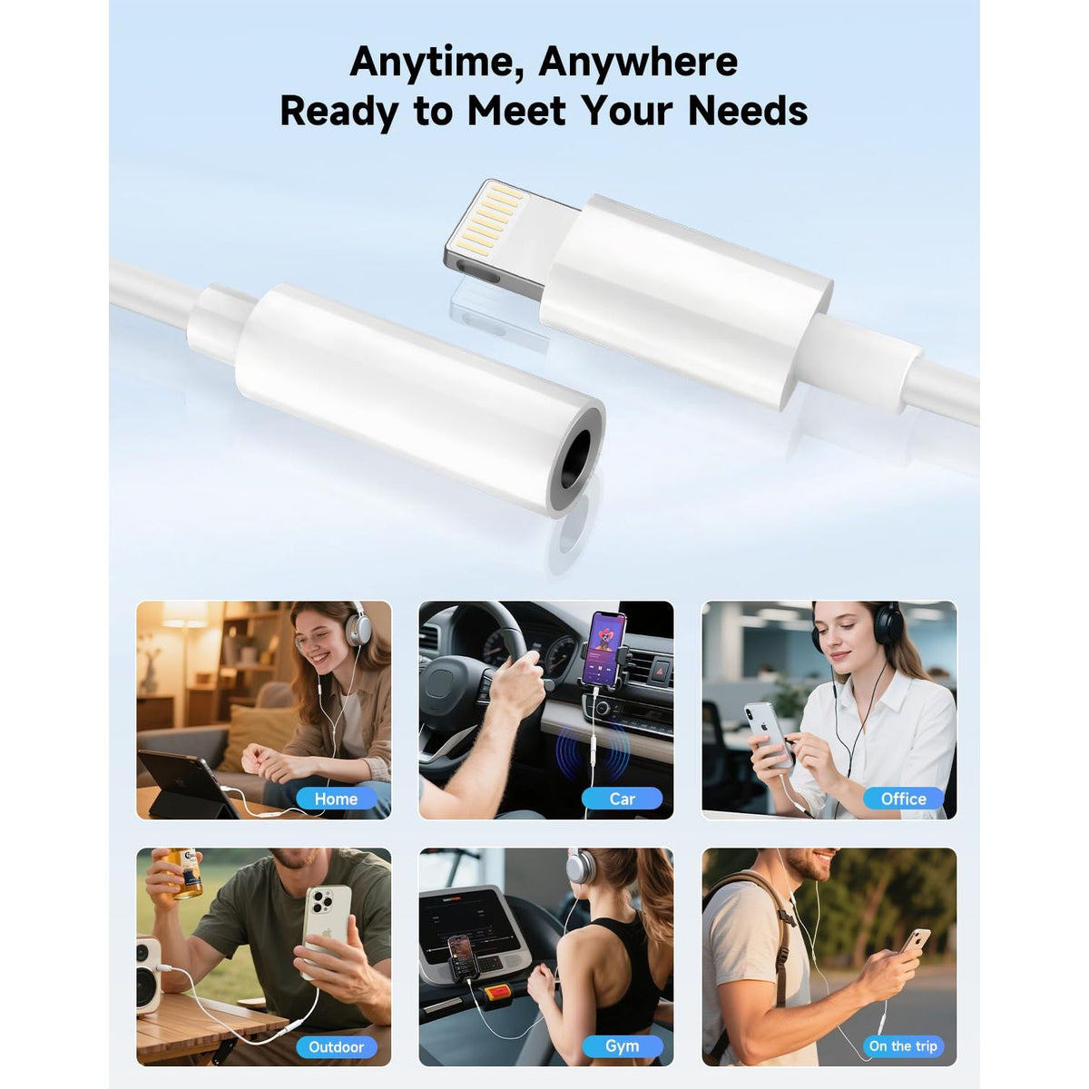 [Apple MFi Certified] 2 Pack Lightning to 3.5 mm Headphone Jack Adapter, iPhone Aux Adapter Converter Dongle Audio Cable Compatible with iPhone 14 13 12 11 X XS 8 7