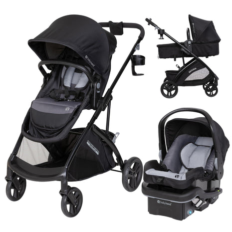 Baby Trend Passport® Switch 6-in-1 Modular Stroller Travel System with EZ-LiftTM Plus Infant Car Seat, Dash Black