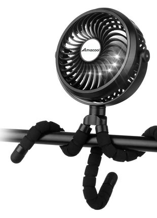 AMACOOL Battery Operated Stroller Fan, Portable Clip On Fan Rechargeable | Baby Travel Essentials for Beach Disney, Newborn Boy & Girl Gifts Registry Search, Cooling for Car Seat Wagon Crib Treadmill