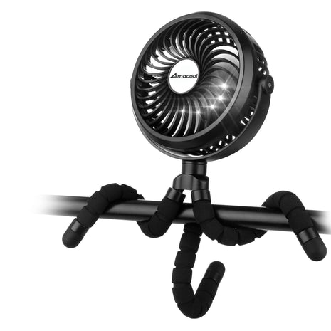AMACOOL Battery Operated Stroller Fan, Portable Clip On Fan Rechargeable | Baby Travel Essentials for Beach Disney, Newborn Boy & Girl Gifts Registry Search, Cooling for Car Seat Wagon Crib Treadmill