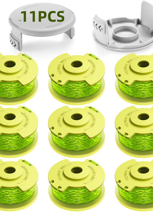 Trimmer String for Ryobi One Plus+ AC80RL3,11 FT/0.080-Inch,Spool Replacement Compatible with Ryobi 18v, 24v, and 40v Cordless Trimmers (9 Pack Trimmer Line & 2 Pack Trimmer Cap)