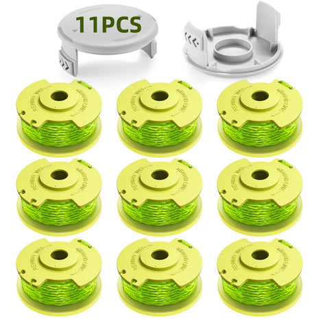 Trimmer String for Ryobi One Plus+ AC80RL3,11 FT/0.080-Inch,Spool Replacement Compatible with Ryobi 18v, 24v, and 40v Cordless Trimmers (9 Pack Trimmer Line & 2 Pack Trimmer Cap)