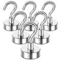 DIYMAG Hooks for Hanging String Lights, 30lbs 2025 Cruise Cabin Ship Essentials N52 Magnetic Hook Heavy Duty Strong Magnets Fridge for Classroom Beach Vacation Kitchen Grills 6 Pack Silver