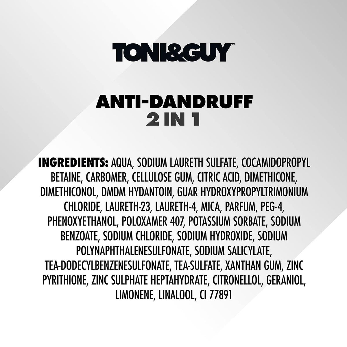 Toni&Guy Men Anti-Dandruff 2-In-1 Shampoo & Conditioner With Mineral Extract For Normal To Greasy Hair, Helps Prevent Dandruff & Flaking, Shampoo + Conditioner For Men, 250 Ml