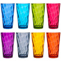 US Acrylic Optix Plastic Reusable Drinking Glasses (Set of 8) 20oz Water Cups in Jewel Tone Colors | BPA-Free Tumblers, Made in USA | Top-Rack Dishwasher Safe