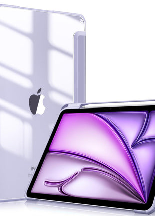 Fintie Clear Case for iPad Air 11-inch & iPad Air 5th/4th Generation 10.9" | Hybrid Slim Design, Shockproof Cover with Transparent Back Shell & Pencil Holder, Viewing & Typing Angles, Lilac Purple