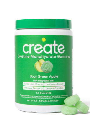 Creatine Monohydrate Gummies for Men & Women   Boost Focus, Strength, and Endurance, Anti Melting Formula, Vegan, Gluten Free, Non GMO, 1.5 Gram Creatine per Gummy (Sour Green Apple, 90 ct)