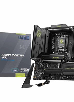 MSI MAG B860M Mortar WiFi Motherboard, mATX - Supports Intel Core Ultra Processors (Series 2), LGA 1851 - DDR5 Memory Boost 9200+ MT/s OC, 1 x PCIe 5.0 x16, 1 x M.2 Gen5, 5G LAN, Wi-Fi 7