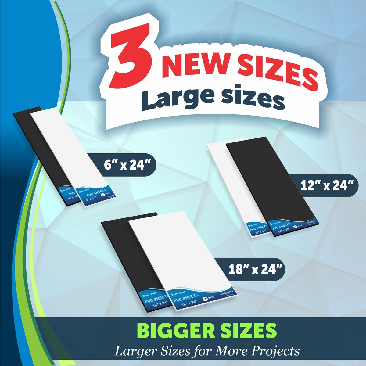 Mega Format Expanded PVC Plastic Sheets - 6" X 12" Rigid Black Sheet for Crafts, Signage, & Displays - Sintra, Celtec PVC Board - Waterproof for Outdoors Use - 1/4" 6mm Thick - 1-Pk-Black