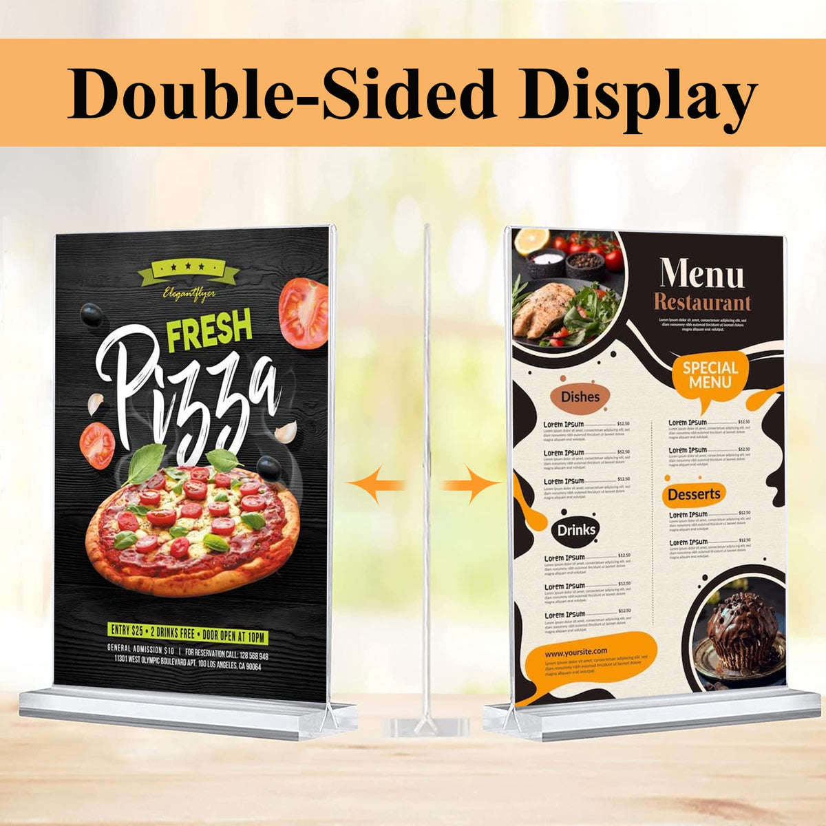 Arrobust Acrylic Sign Holder 8.5 x 11, Double Sided Clear Acrylic Display Table Signs Stand, T Shape Flyer Holder Plastic for Picture Paper Frame Holder Home Office Menu Retail Show Fair, 6 Pack