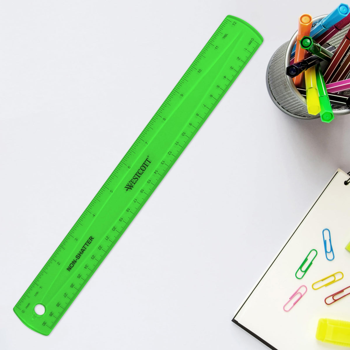 Westcott Shatterproof Ruler, 12-Inch, Green, 16012
