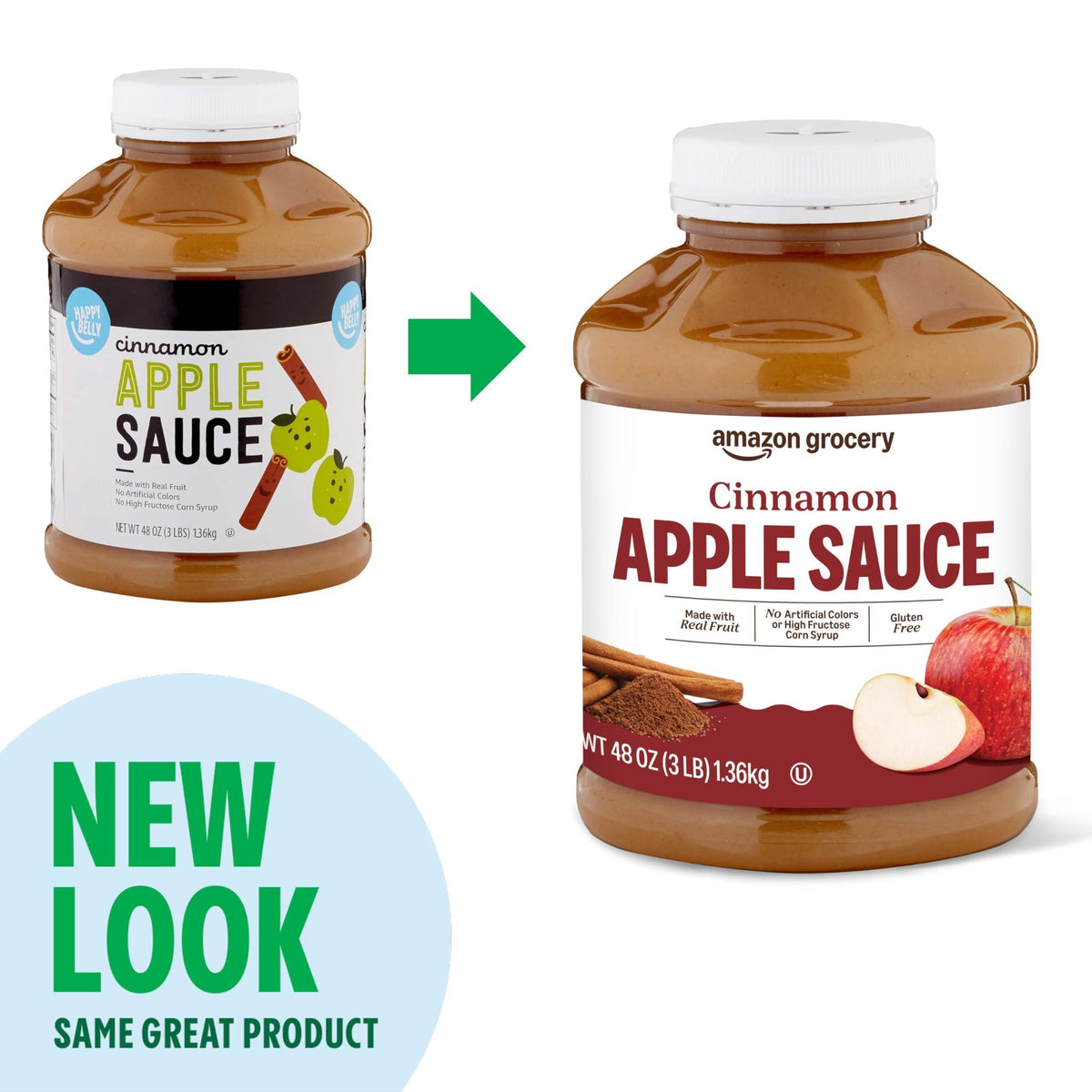 Amazon Grocery, Cinnamon Apple Sauce, 48 Oz (Previously Happy Belly, Packaging May Vary)