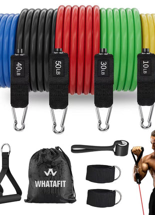 WHATAFIT Resistance Bands, Exercise Bands,Resistance Bands for Working Out, Work Out Bands with Handles for Men and Women Fitness, Strength Training Home Gym Equipment