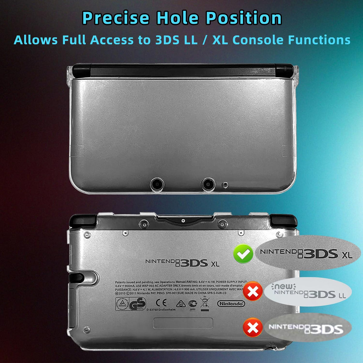 OSTENT Protective Clear Crystal Hard Guard Case Cover Skin Shell for Nintendo 3DS XL LL Color Clear White