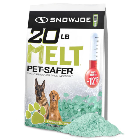 Snow Joe Pet-Safer Ice Melt Blend, Safer for Concrete and Sidewalks, 20 Pounds, MELT20PET - CMA Formula, Long-Lasting and Non-Tracking