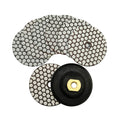 SHDIATOOL Dry Diamond Polishing Pads 4 Inch Set of 7 Pieces Plus a Rubber Backer for Granite Marble Stone Sanding Pads