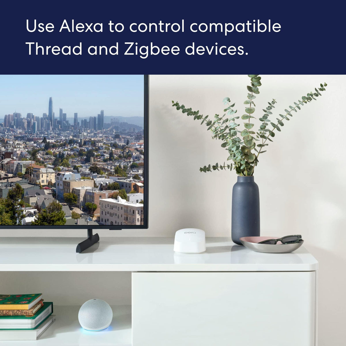 Amazon eero 6+ mesh wifi system - Supports internet plans up to a Gigabit, Coverage up to 3,000 sq. ft., Connect 75+ devices, 2-pack