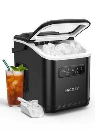 HiCOZY B1 2" Clear Ice Ball Maker, Countertop, 40 Pcs/Day Self-Cleaning | Makes 2 big crystal sphere ice balls in 60 mins, with ice tong, round ice cube machine ideal for cocktails and whiskey