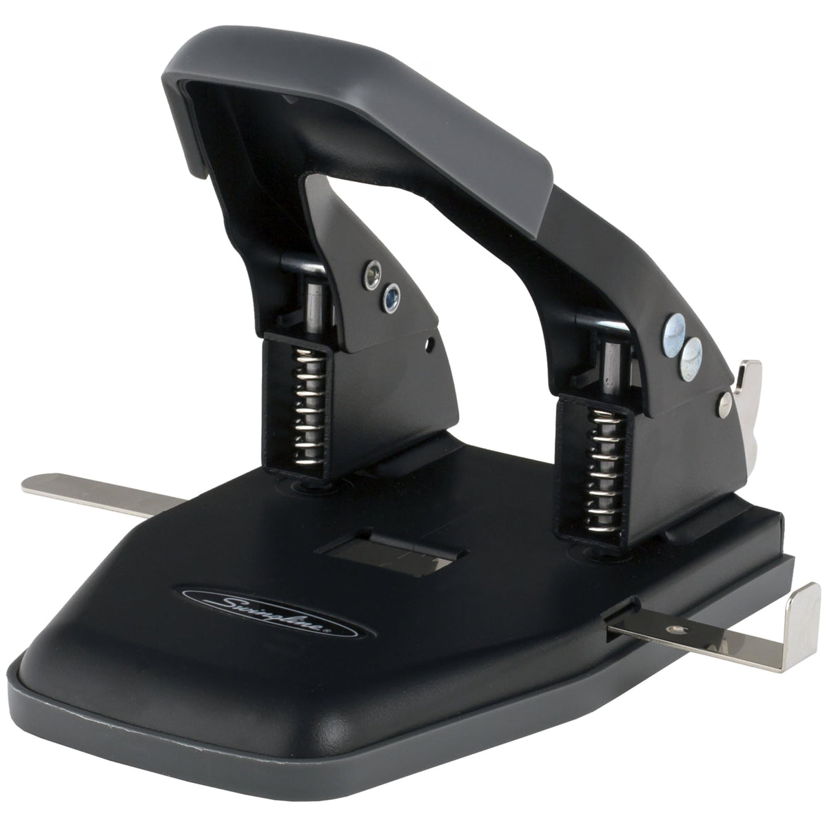 Swingline 2 Hole Punch, 28 Sheet Capacity Hole Puncher, Paper Punch, Low Effort Comfort Handle, Alignment Guide, Black (74050)